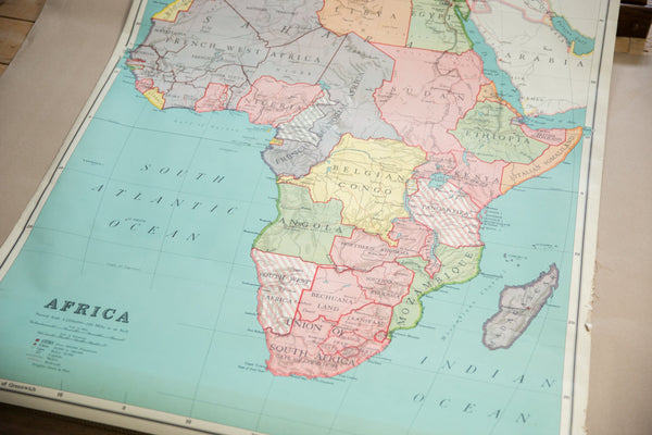 Vintage Nystrom Pull Down Map of Africa