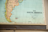 Vintage Nystrom South America map title, maker's seal, and scale legend.