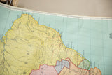 Vintage Nystrom South America map, Uruguay, Paraguay, Brazil regions, light blue ocean.