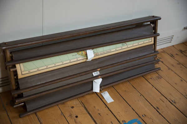 Vintage Pull Down Wooden Cassette Map Rack // ONH Item: 12564