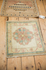 1.5x1.5 Vintage Distressed Oushak Square Rug Mat