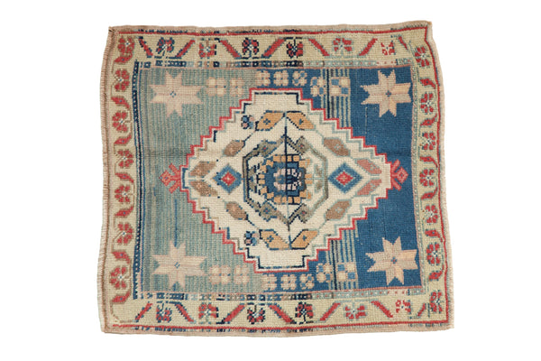 Vintage Distressed Oushak Square Rug Mat // ONH Item: 12578