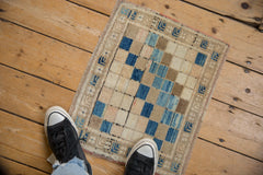 1.5x1.5 Vintage Distressed Oushak Square Rug Mat