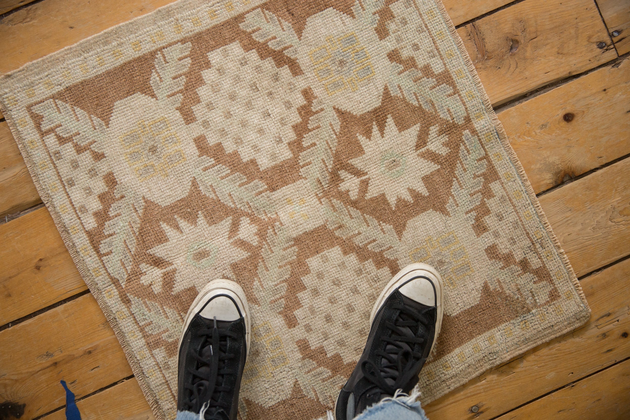 Vintage Distressed Oushak Square Rug Mat // ONH Item: 12582, Image 1