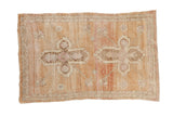 Vintage Distressed Oushak rug with double medallions, long stemmed blossoms, abrashed ground, 2'9