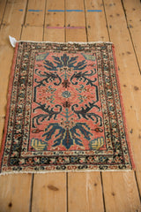 Vintage Mehreban rug mat from a high angle, showing its large-scale floral leaves.