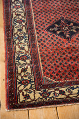 An ivory border with Herati and Turtle Samovar motifs on a vintage hand-knotted Persian rug.