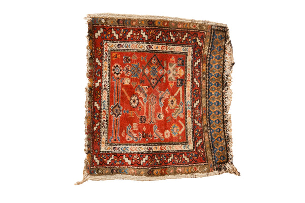 Antique Bagface Northwest Persian Square Rug Mat // ONH Item: 12620