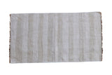 Vintage Turkish Hemp Kilim runner featuring ivory, platinum, and oxidized silver abrashes.