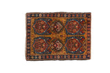 Fine antique Farahan Sarouk mat with multi-medallions and cloud-band motifs in blue, red, and gold.