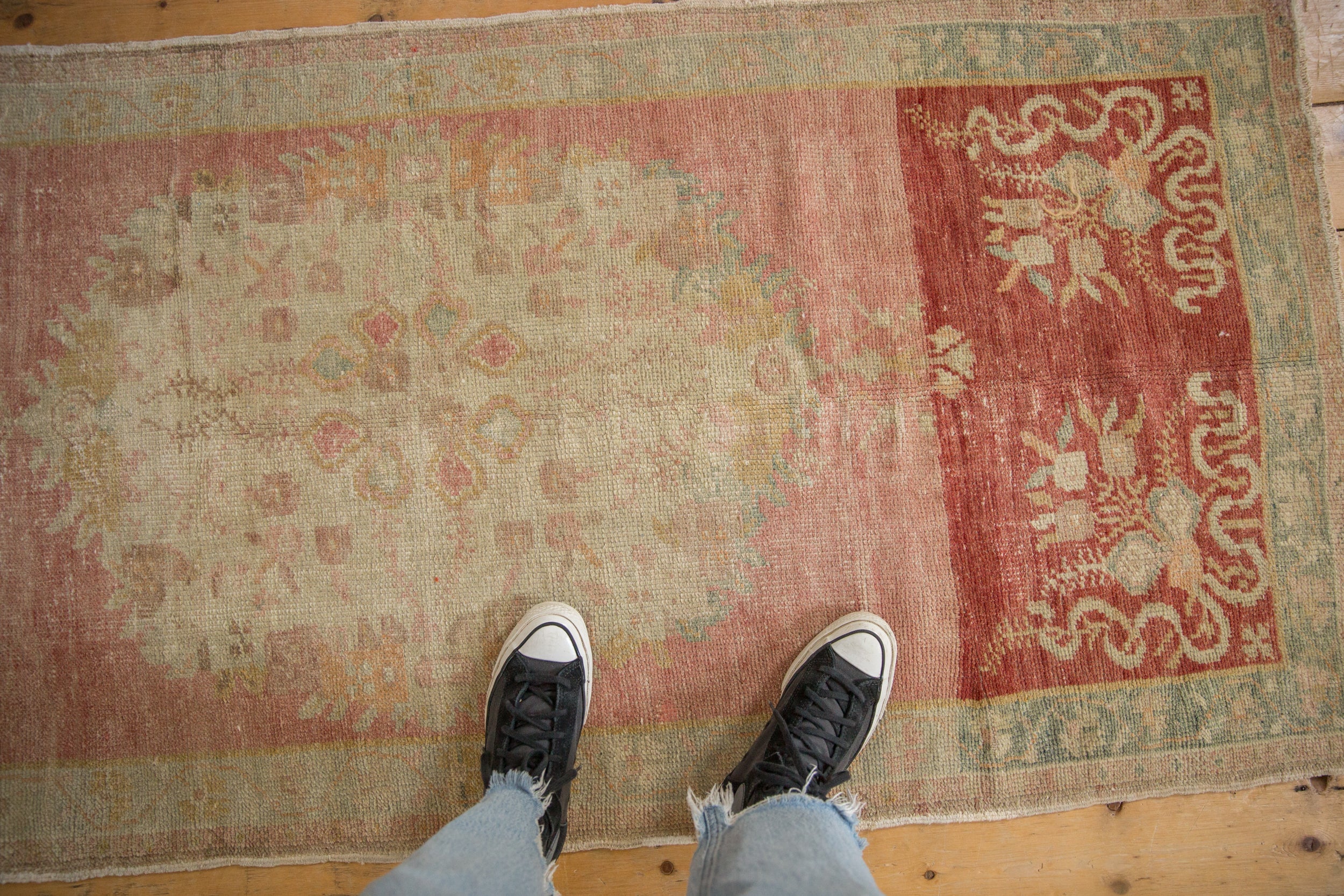 Vintage Distressed Oushak Rug Runner // ONH Item: 12693, Image 1