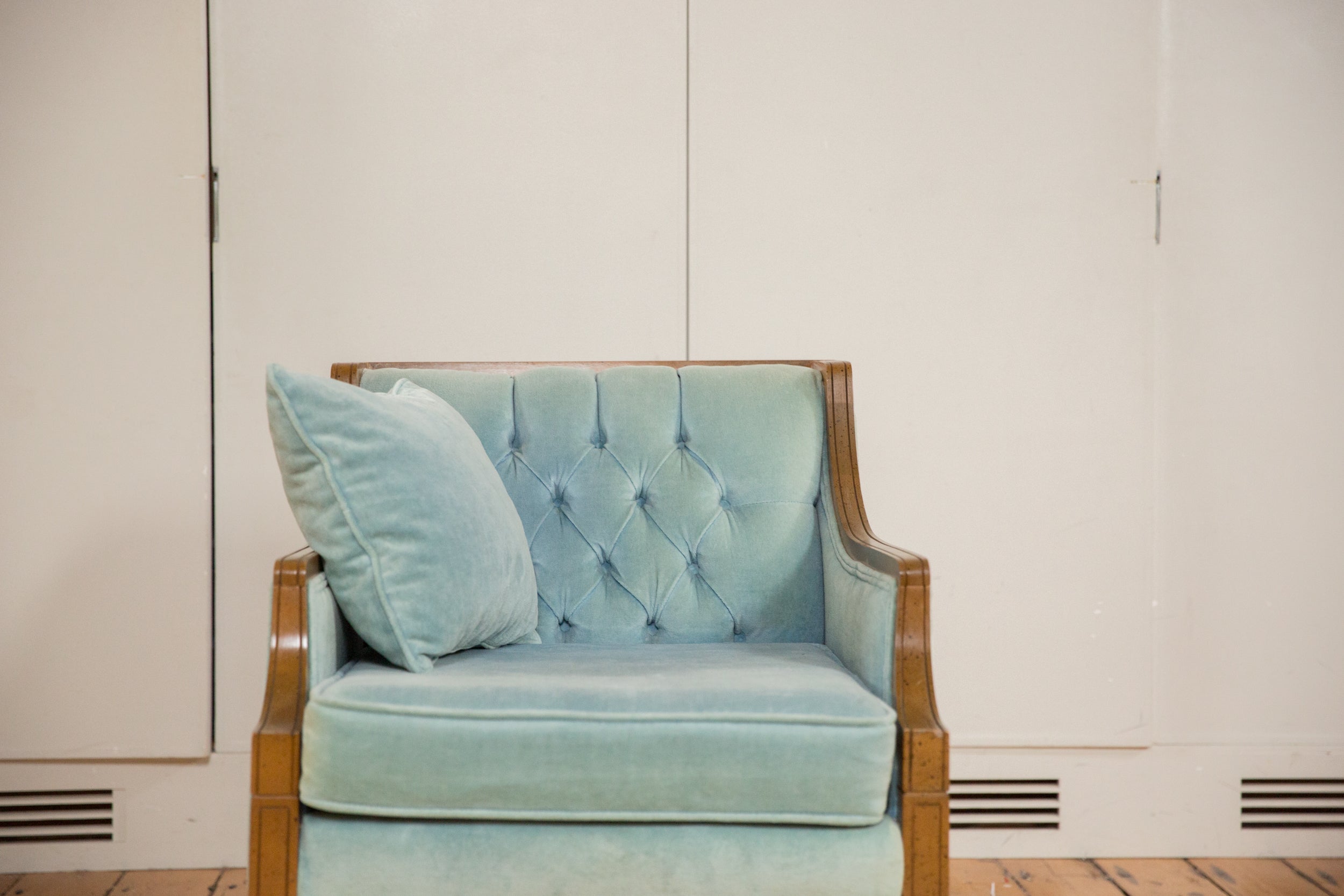 Vintage 1960s Baby Blue Mohair Side Chair // ONH Item: 12783, Image 1