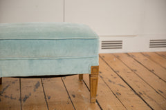 Vintage 1960s Baby Blue Mohair Footstool