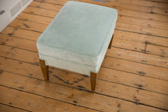 Vintage 1960s Baby Blue Mohair Footstool