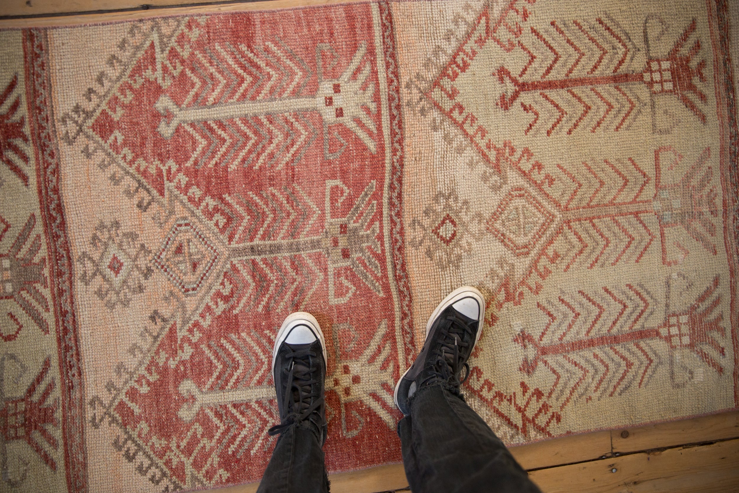 Vintage Distressed Fragment Oushak Rug Runner // ONH Item: 12786, Image 1