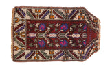 Vintage Oushak prayer rug with a tree of life motif on a chestnut red field and a geometric border.