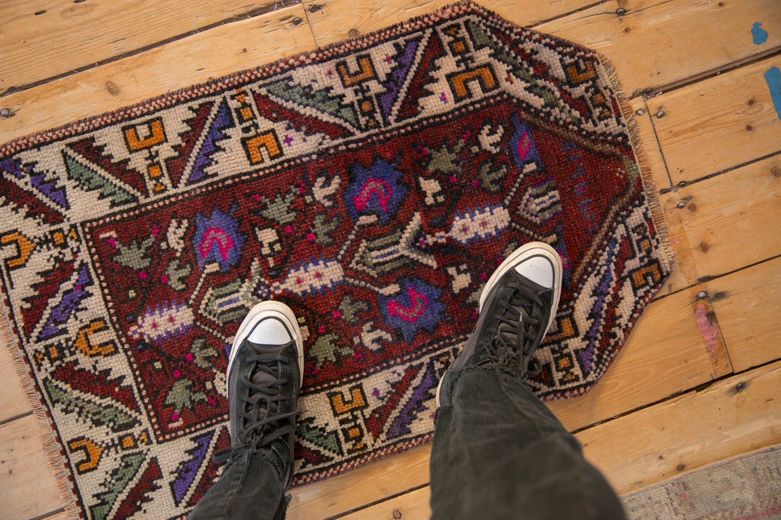 Vintage Distressed Oushak Rug Mat // ONH Item: 12790, Image 1