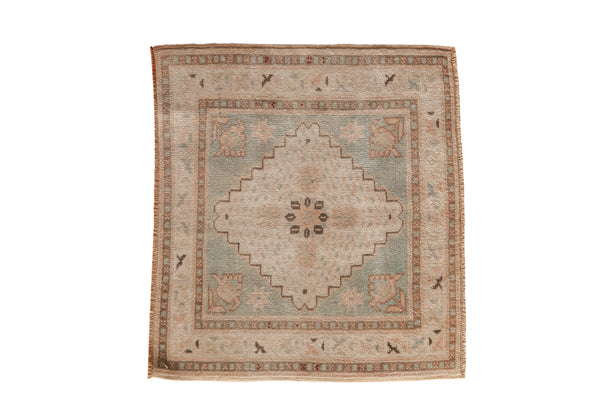 Vintage Distressed Oushak Square Rug Mat // ONH Item: 12805