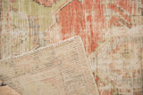 Hand-knotted foundation and secured side selvage of a vintage distressed Turkish Oushak rug.