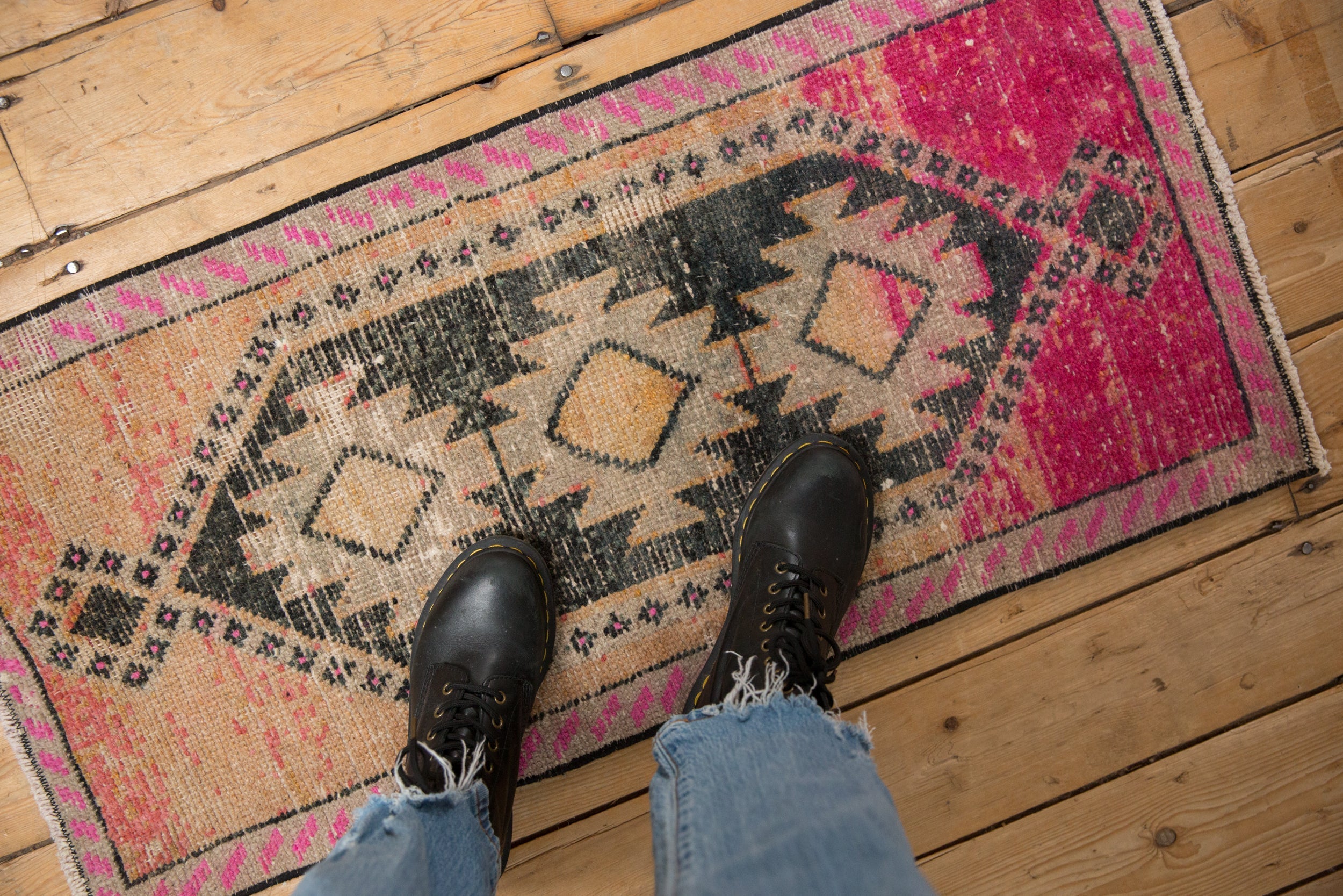 Vintage Distressed Kars Rug Mat Runner // ONH Item: 12846, Image 1