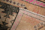 Back of a vintage Kars rug showing its hand-knotted foundation and secure machine-bound edge.