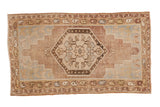 Vintage Distressed Oushak rug, oversized floral medallion, dusty mauve, sage, powder blue palette.