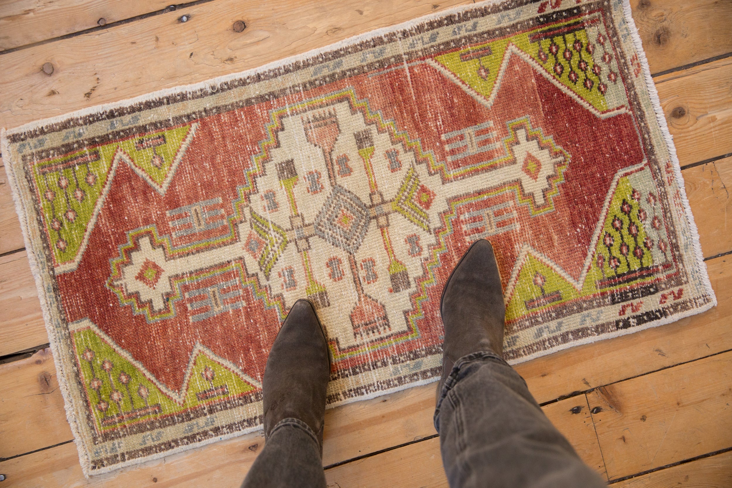 Vintage Distressed Oushak Rug Mat // ONH Item: 12872, Image 1