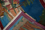 Secure side cord selvedge and hand-knotted foundation of a vintage pictorial Kashan rug.