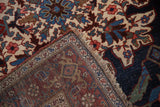 Antique Kurdish Bijar corner folded to show the dense pile and tightly woven foundation.