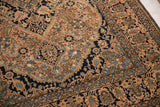 Fine weave showing the palmette border and pawn motif on an antique Mohtashem Kashan rug.