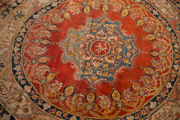 Antique Silk Tabriz Round Rug // ONH Item: 12885, Image 6