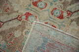 Folded corner of a vintage Anatolian rug showing the secured selvage and hand-knotted back.