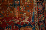 Distinctive speckled fawn and architectural urn motif on a collector's antique Farahan Sarouk rug.