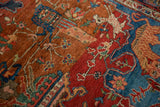 Elaborate bird and speckled fawn pictorial motifs on an antique Farahan Sarouk collector rug.