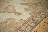 Detail of the low, hand-knotted pile revealing the even wear of the distressed Kars carpet.