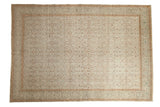 Distressed vintage Kayseri carpet with an allover floral design in soft sandalwood and silver on an ivory field.
