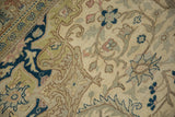 Evenly worn, low pile of a vintage Kayseri carpet showing hand-knotted detail.