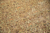 Close-up of vintage Kayseri carpet pile, showcasing cream, aubergine, tangerine floral vine motifs.