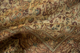 Hand-knotted Kayseri pile with floral blossoms and vines in cream, mauve, tangerine.