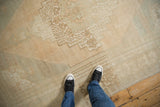 Heavy color abrash and soft, low-pile texture on a vintage distressed Oushak rug.