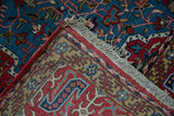 Tight, precise weave and hand-knotted construction on the reverse of a vintage Qom rug.