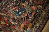 Pictorial detail of the Nader Shah enthronement scene from a collector's antique Afshar rug.