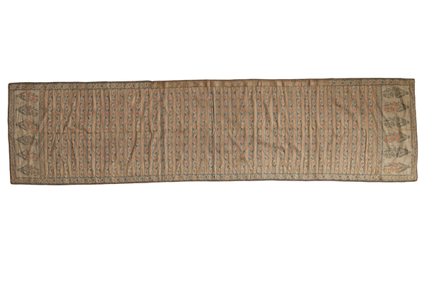 Antique 18th-century Persian silk brocade sash with striped patterns and floral poppy motifs.