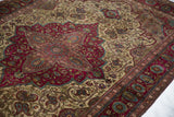Intricate burgundy medallion and scrolling vine field on a late 19th-century Persian silk Kashan.