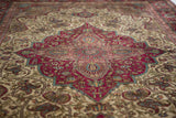 Angled close-up revealing the fine weave and texture of a silk Mohtashem Kashan's medallion.