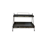 Vintage Mid Century Philco display stand with two black metal tiers and gold advertising text.