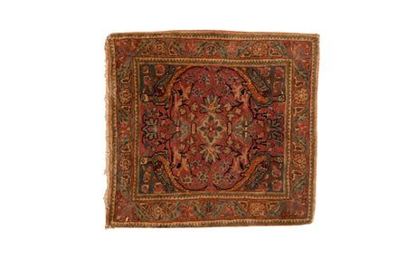 1.5x1.5 Vintage Farahan Sarouk Square Rug Mat