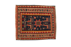 1.5x1.5 Antique Caucasian Soumac Square Rug Mat