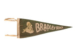 Vintage green felt pennant for Bradley Beach, N.J. with an off-white graphic of a woman.
