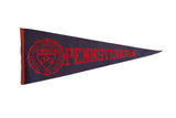 Vintage University of Pennsylvania felt pennant in dark blue with red lettering and the official university crest.